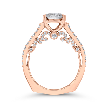 Round Diamond Engagement Ring in 14K Two Tone Gold