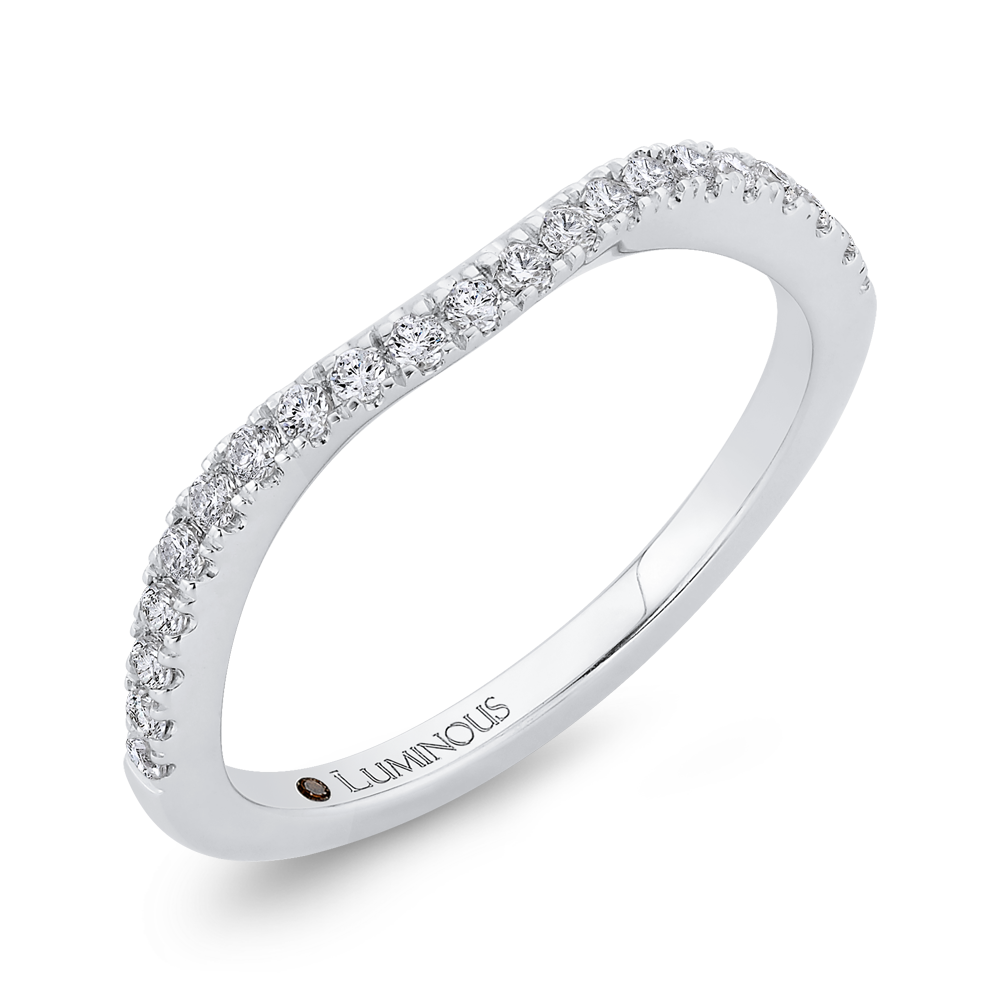 Round Diamond Half-Eternity Contour Wedding Band in 14K White Gold