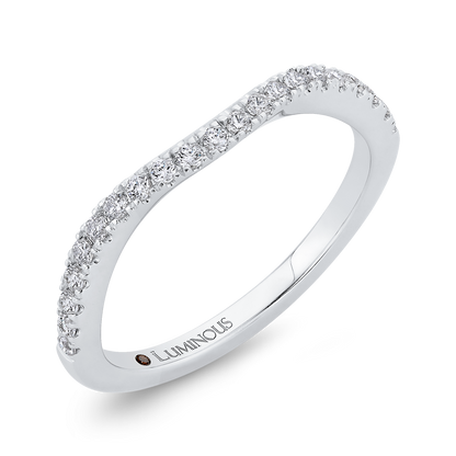 Round Diamond Half-Eternity Contour Wedding Band in 14K White Gold