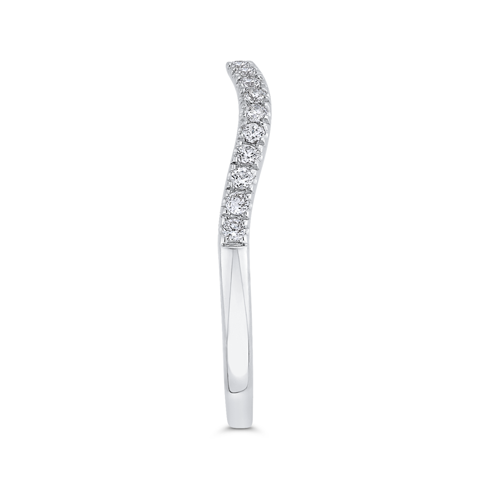 Round Diamond Half-Eternity Contour Wedding Band in 14K White Gold