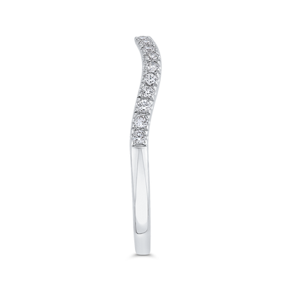 Round Diamond Half-Eternity Contour Wedding Band in 14K White Gold