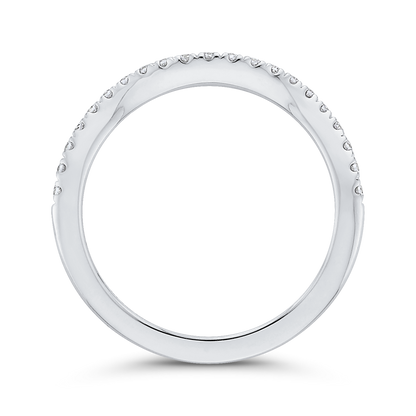 Round Diamond Half-Eternity Contour Wedding Band in 14K White Gold