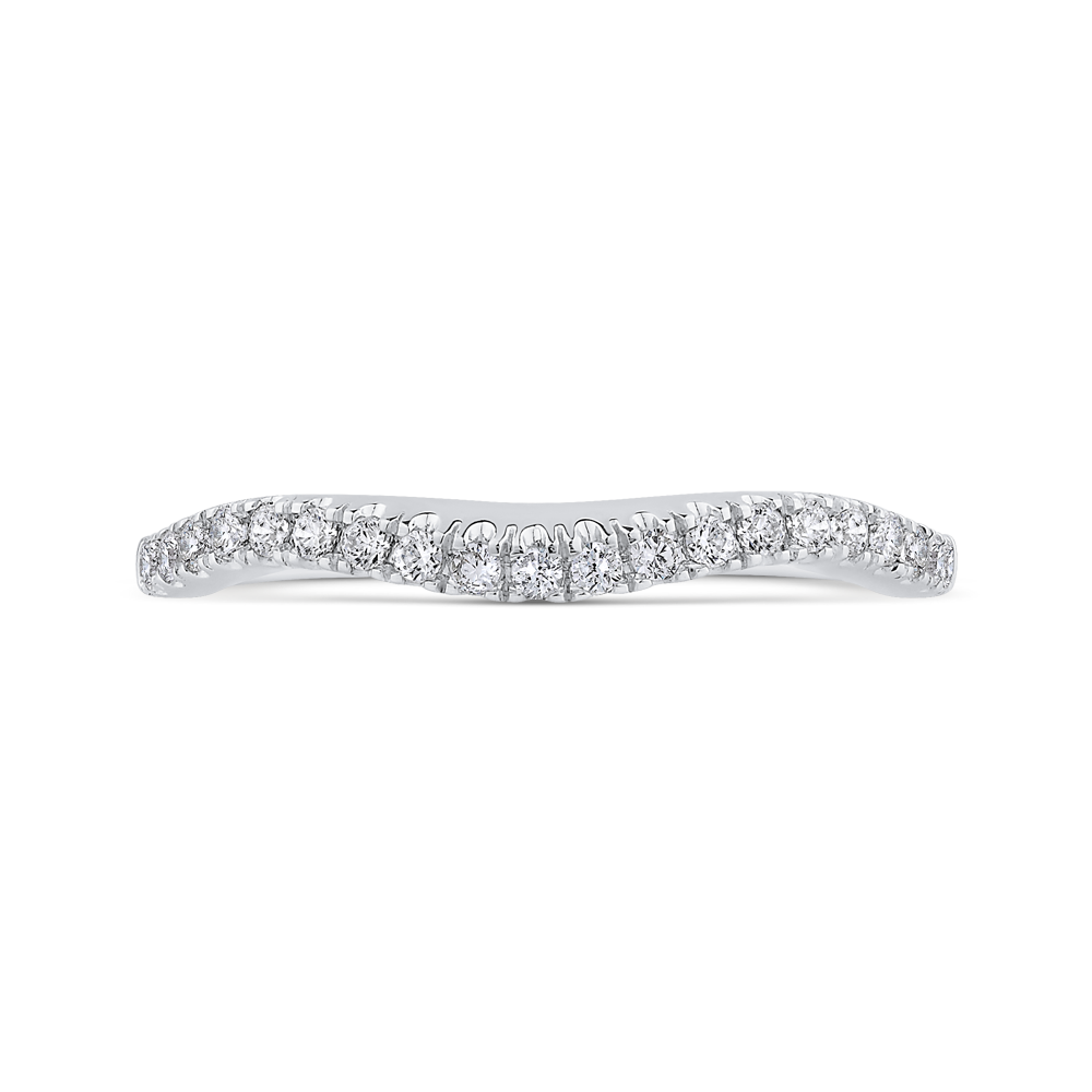 Round Diamond Half-Eternity Contour Wedding Band in 14K White Gold