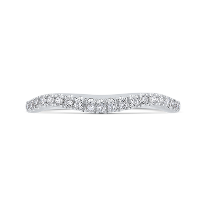 Round Diamond Half-Eternity Contour Wedding Band in 14K White Gold