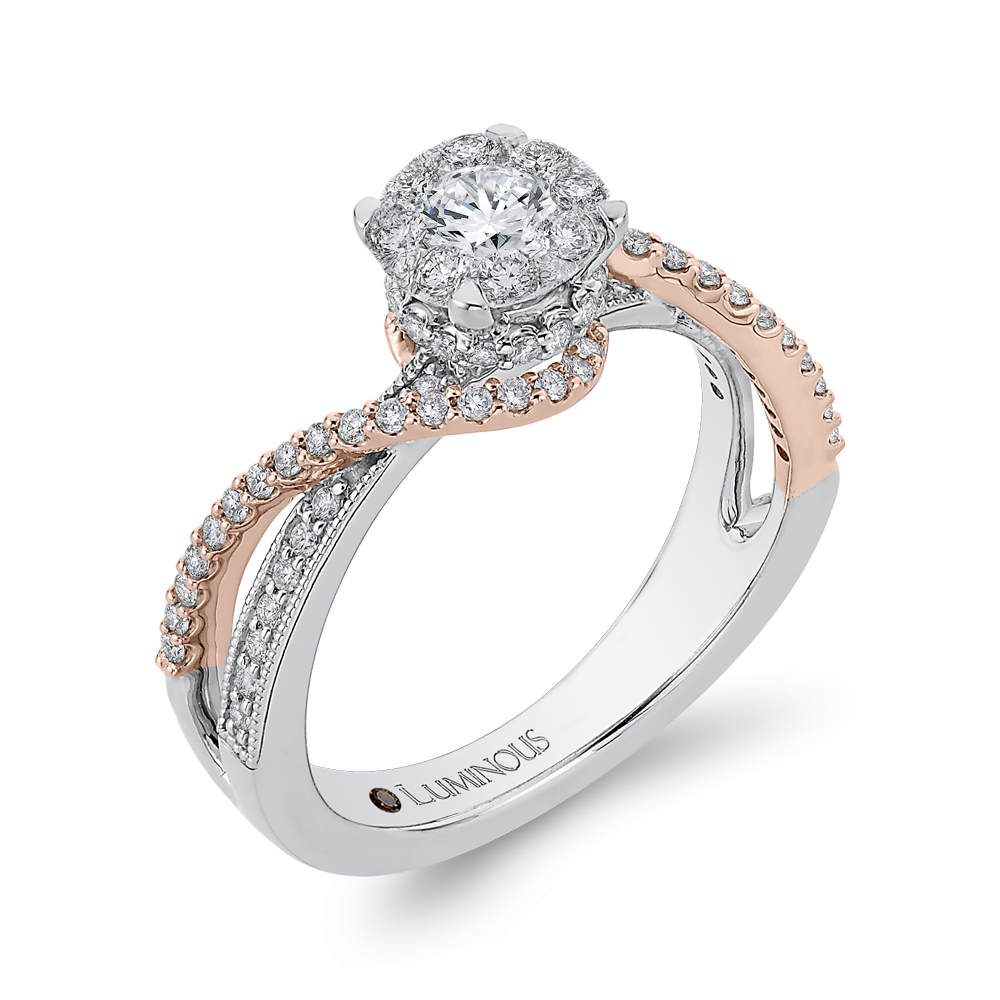 Round Diamond Promise Engagement Ring in 14K Two Tone Gold