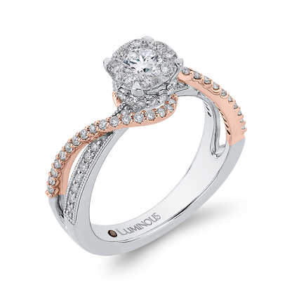 Round Diamond Promise Engagement Ring in 14K Two Tone Gold