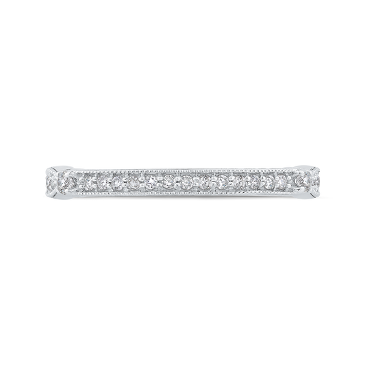 Euro Shank Round Diamond Half-Eternity Wedding Band in 14K White Gold