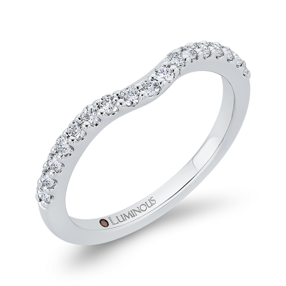 Round Diamond Half-Eternity Contour Wedding Band in 14K White Gold