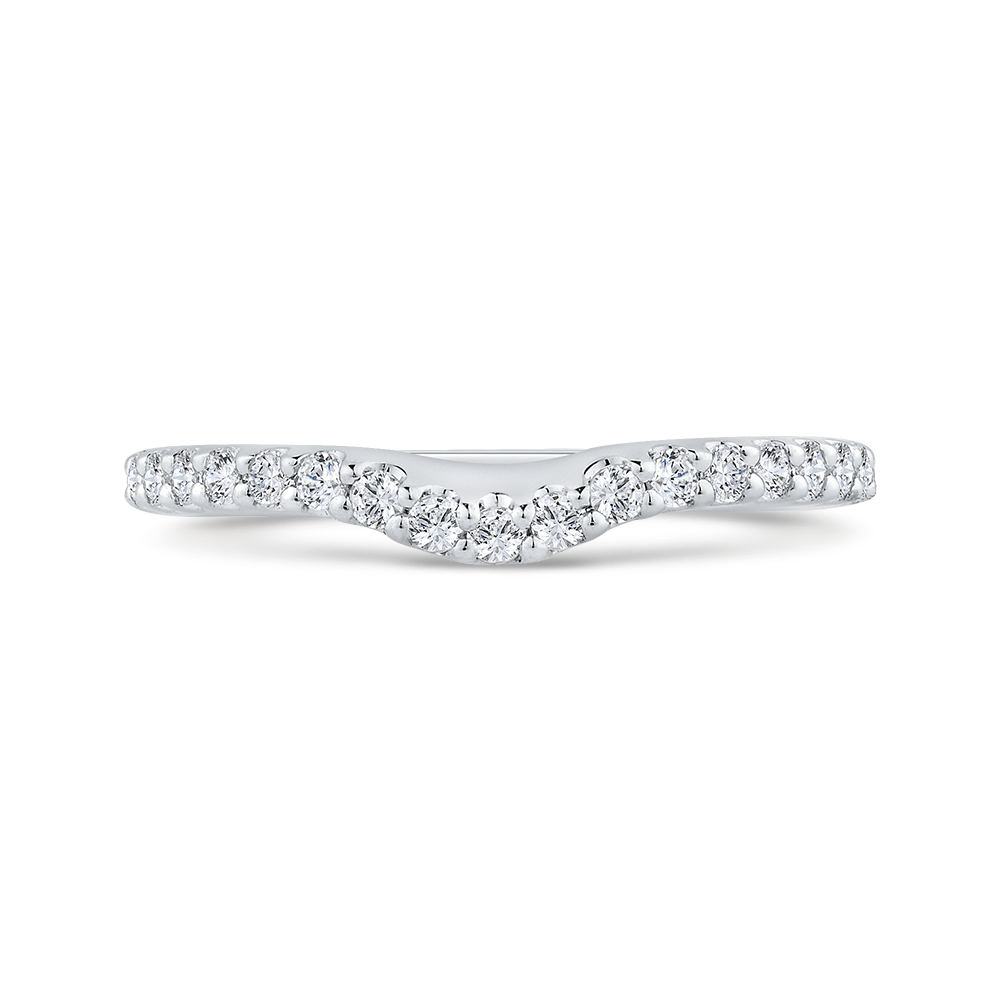 Round Diamond Half-Eternity Contour Wedding Band in 14K White Gold