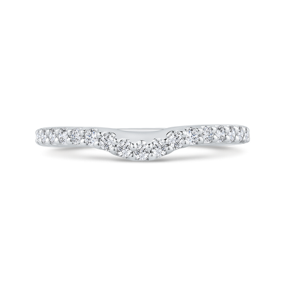 Round Diamond Half-Eternity Contour Wedding Band in 14K White Gold