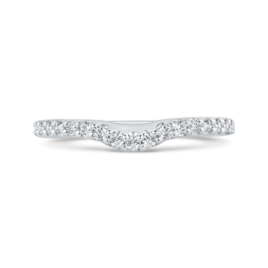 Round Diamond Half-Eternity Contour Wedding Band in 14K White Gold
