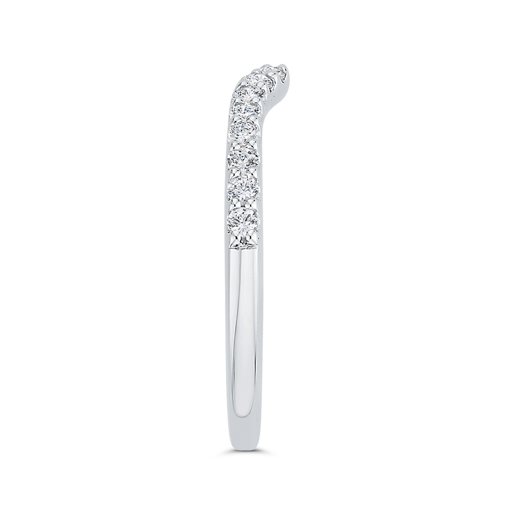Round Diamond Half-Eternity Contour Wedding Band in 14K White Gold