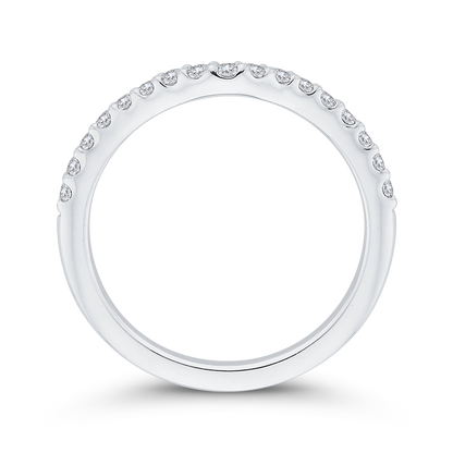 Round Diamond Half-Eternity Contour Wedding Band in 14K White Gold