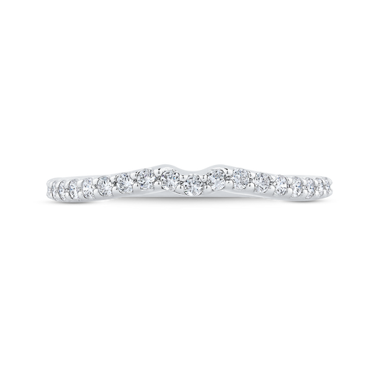 Round Diamond Half-Eternity Contour Wedding Band in 14K White Gold