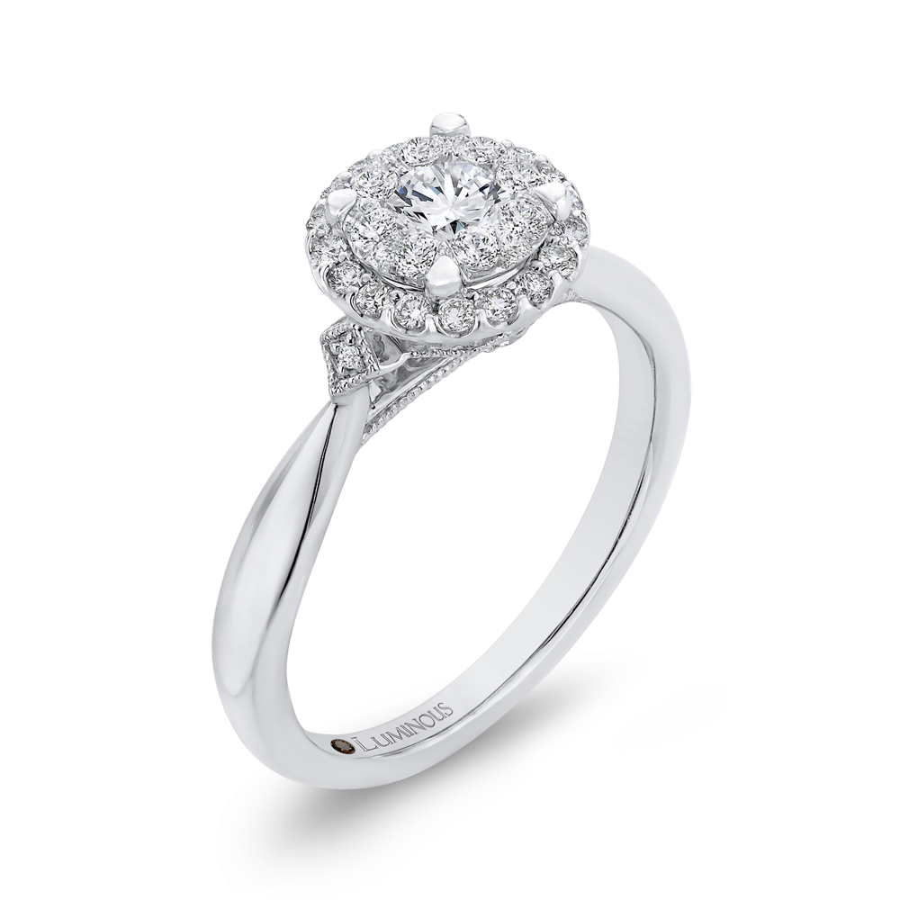 Diamond Halo Engagement Ring in 14K White Gold