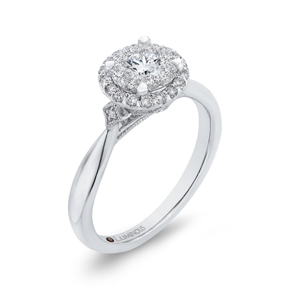 Diamond Halo Engagement Ring in 14K White Gold