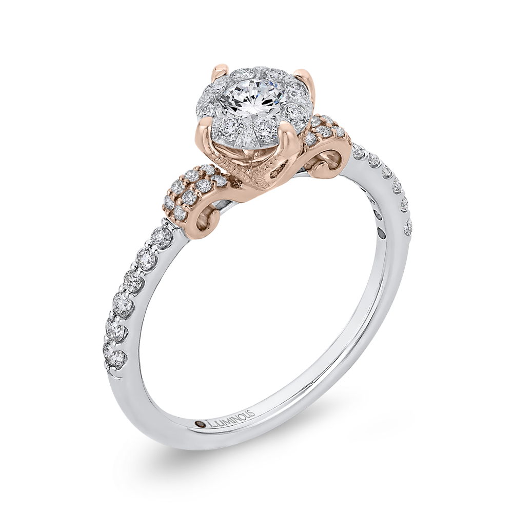 Round Diamond Engagement Ring in 14K Two Tone Gold