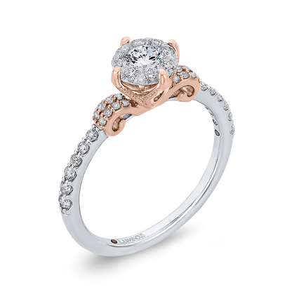 Round Diamond Engagement Ring in 14K Two Tone Gold