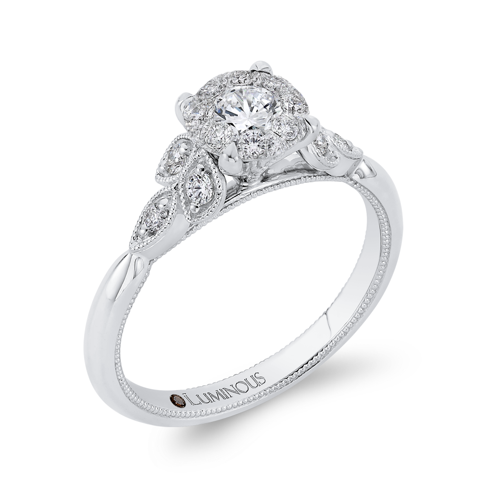 Round Diamond Engagement Ring in 14K White Gold