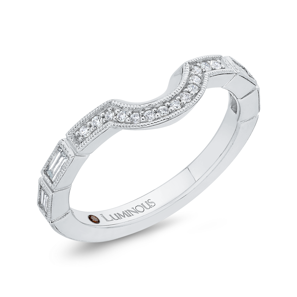 Round Diamond Half-Eternity Contour Wedding Band in 14K White Gold