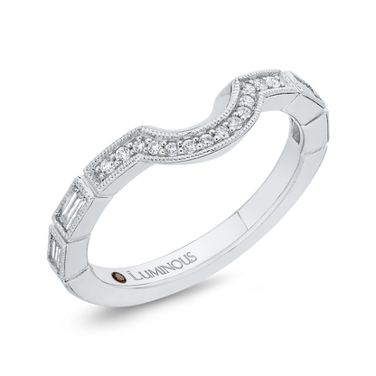 Round Diamond Half-Eternity Contour Wedding Band in 14K White Gold