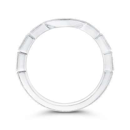 Round Diamond Half-Eternity Contour Wedding Band in 14K White Gold