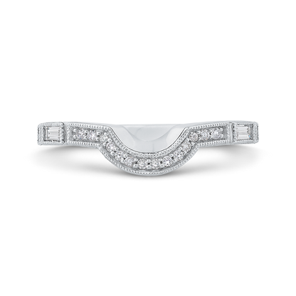 Round Diamond Half-Eternity Contour Wedding Band in 14K White Gold