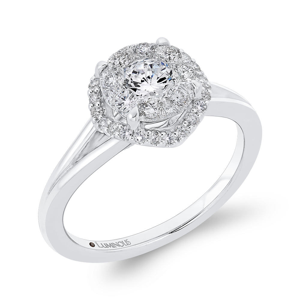 Split Shank Round Diamond Engagement Ring in 14K White Gold