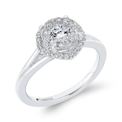 Split Shank Round Diamond Engagement Ring in 14K White Gold