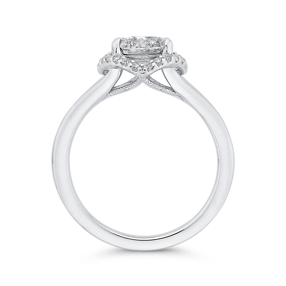 Split Shank Round Diamond Engagement Ring in 14K White Gold