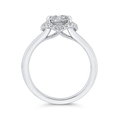 Split Shank Round Diamond Engagement Ring in 14K White Gold