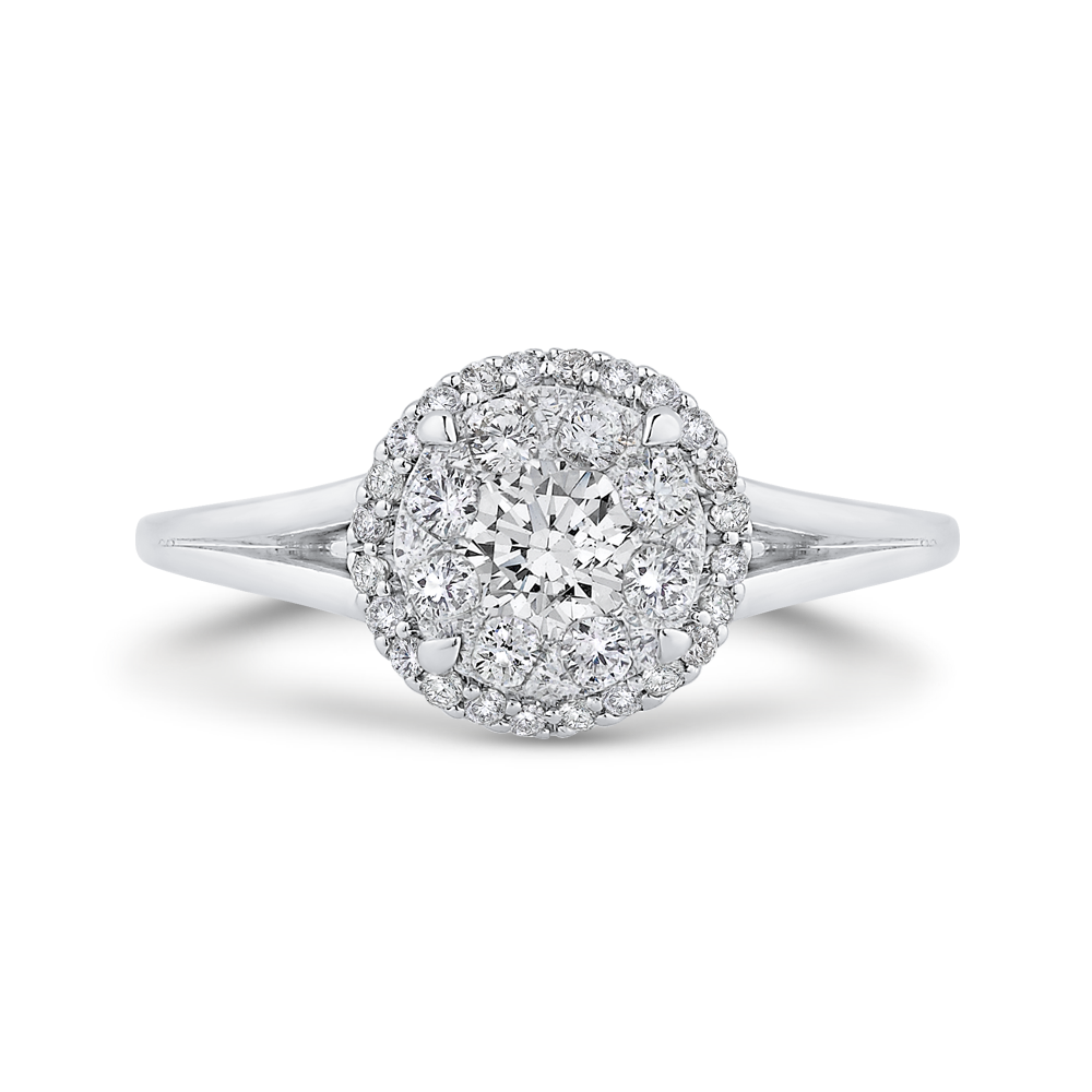 Split Shank Round Diamond Engagement Ring in 14K White Gold