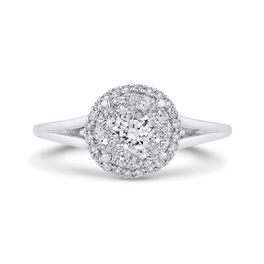 Split Shank Round Diamond Engagement Ring in 14K White Gold