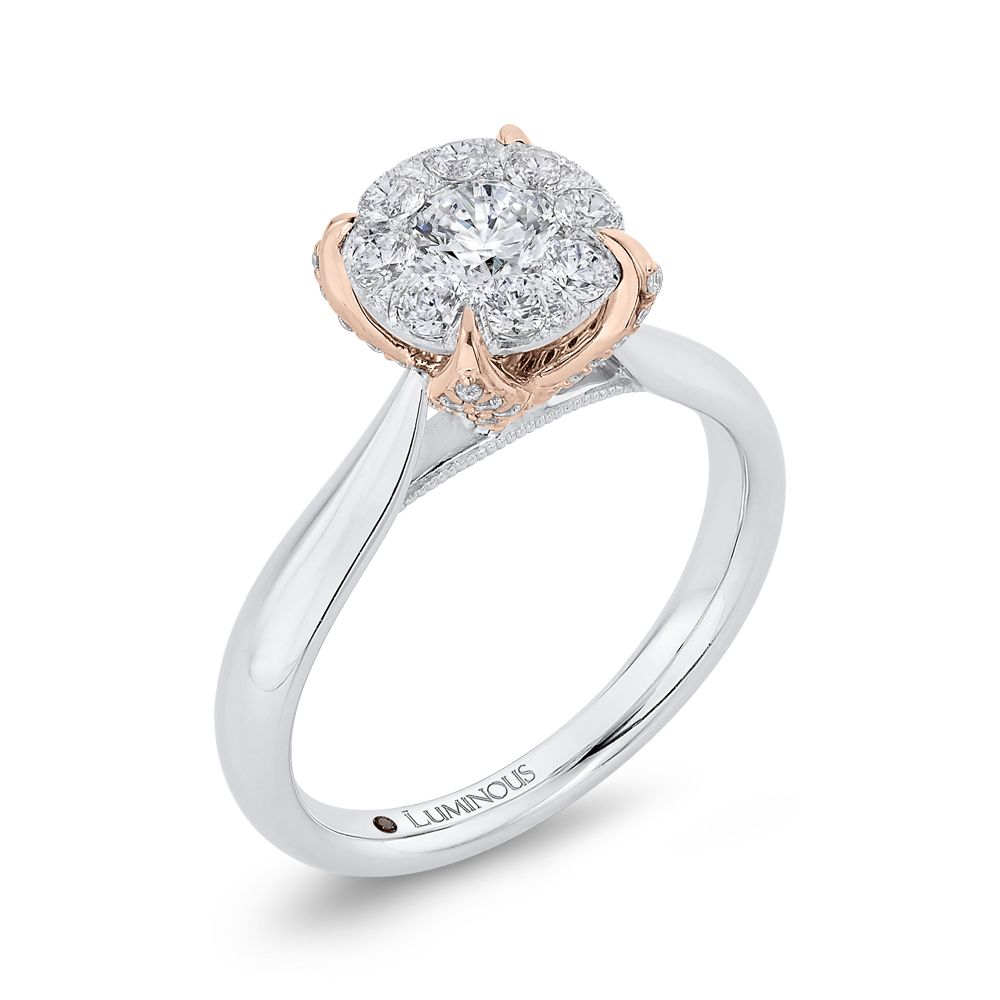 Round Diamond Engagement Ring in 14K Two Tone Gold