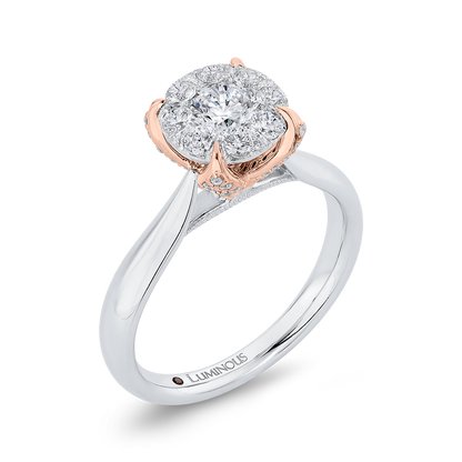 Round Diamond Engagement Ring in 14K Two Tone Gold