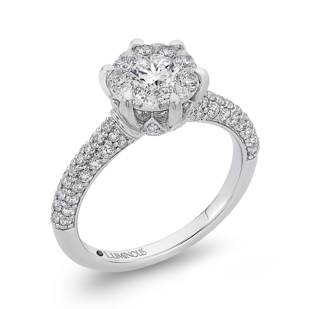 Round Diamond Engagement Ring with Six-Prong Head in 14K White Gold