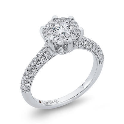 Round Diamond Engagement Ring with Six-Prong Head in 14K White Gold