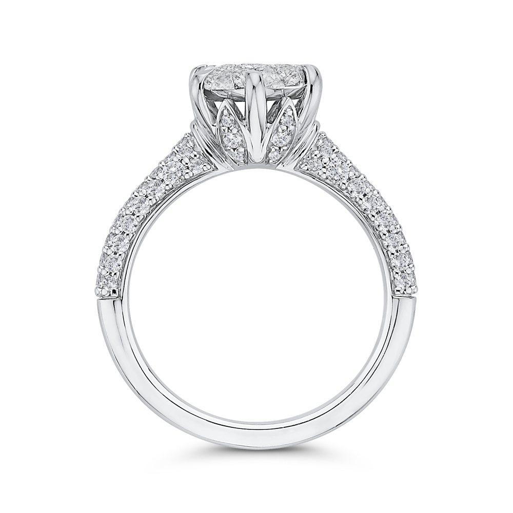 Round Diamond Engagement Ring with Six-Prong Head in 14K White Gold