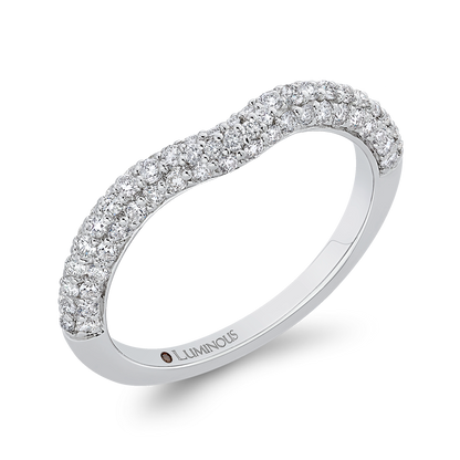 Round Diamond Half-Eternity Contour Wedding Band in 14K White Gold