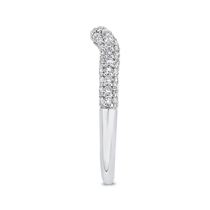 Round Diamond Half-Eternity Contour Wedding Band in 14K White Gold