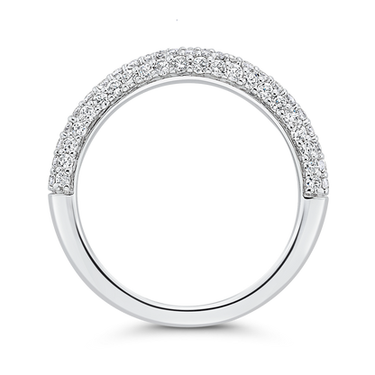 Round Diamond Half-Eternity Contour Wedding Band in 14K White Gold
