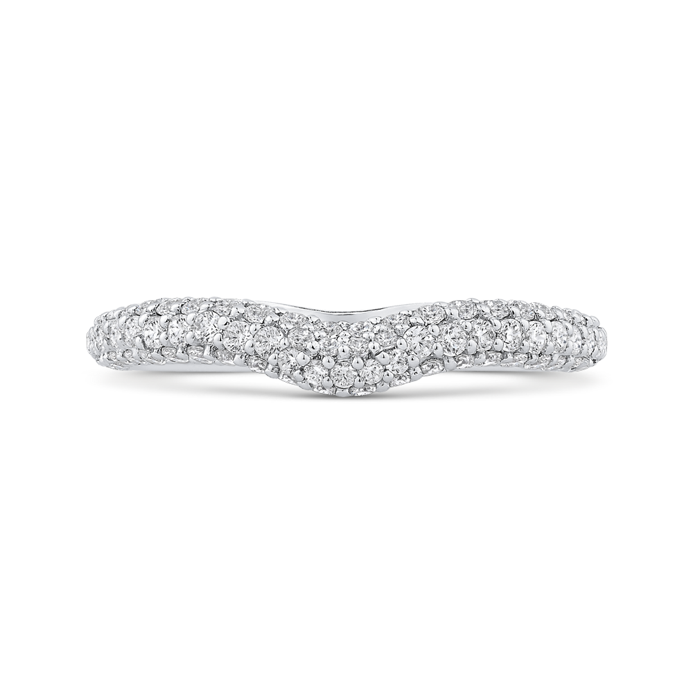Round Diamond Half-Eternity Contour Wedding Band in 14K White Gold
