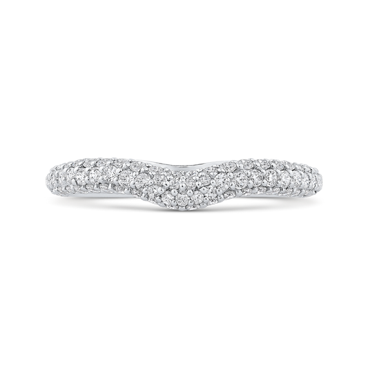 Round Diamond Half-Eternity Contour Wedding Band in 14K White Gold