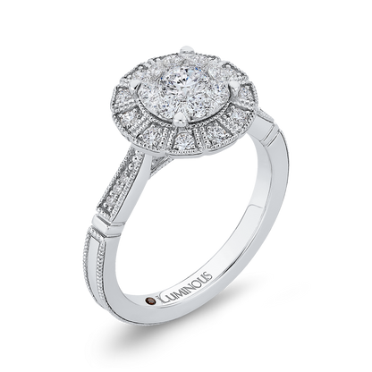 Round Diamond Halo Engagement Ring in 14K White Gold