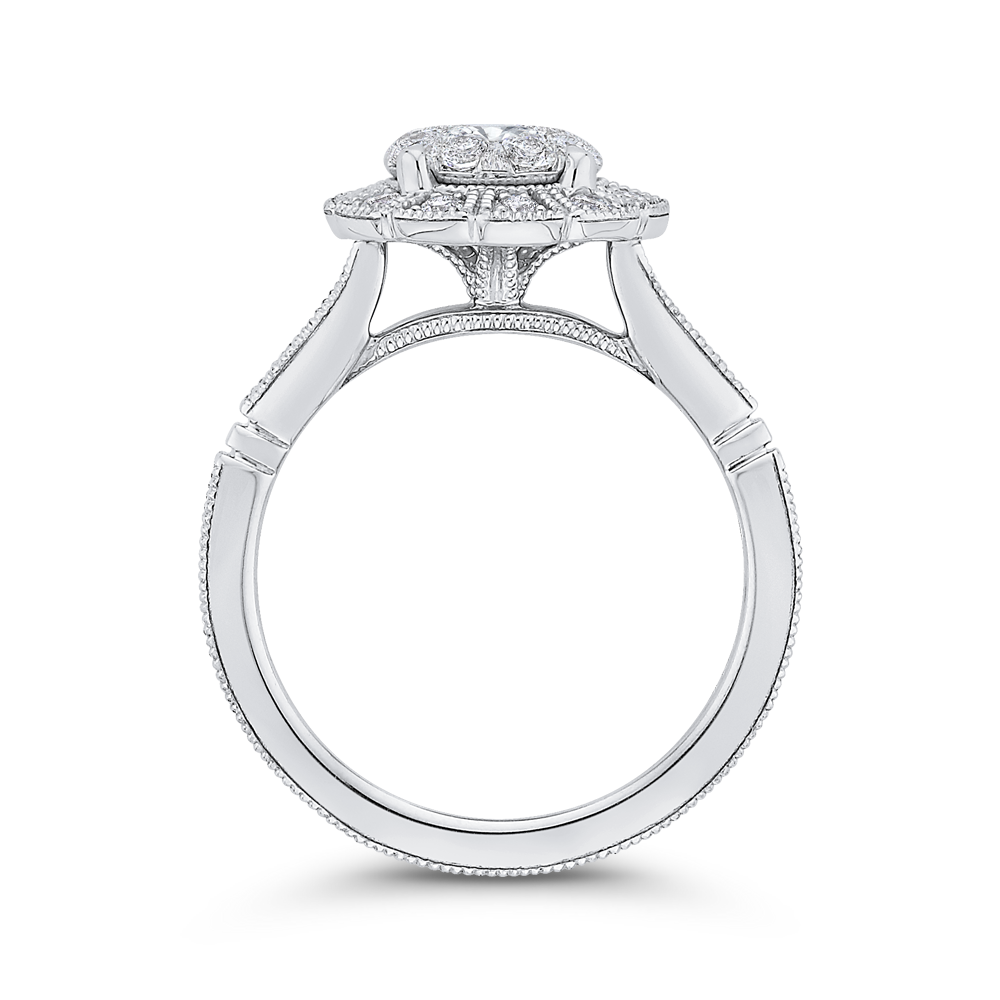 Round Diamond Halo Engagement Ring in 14K White Gold