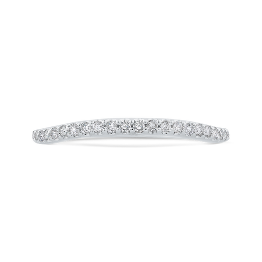 Round Diamond Half-Eternity Contour Wedding Band in 14K White Gold