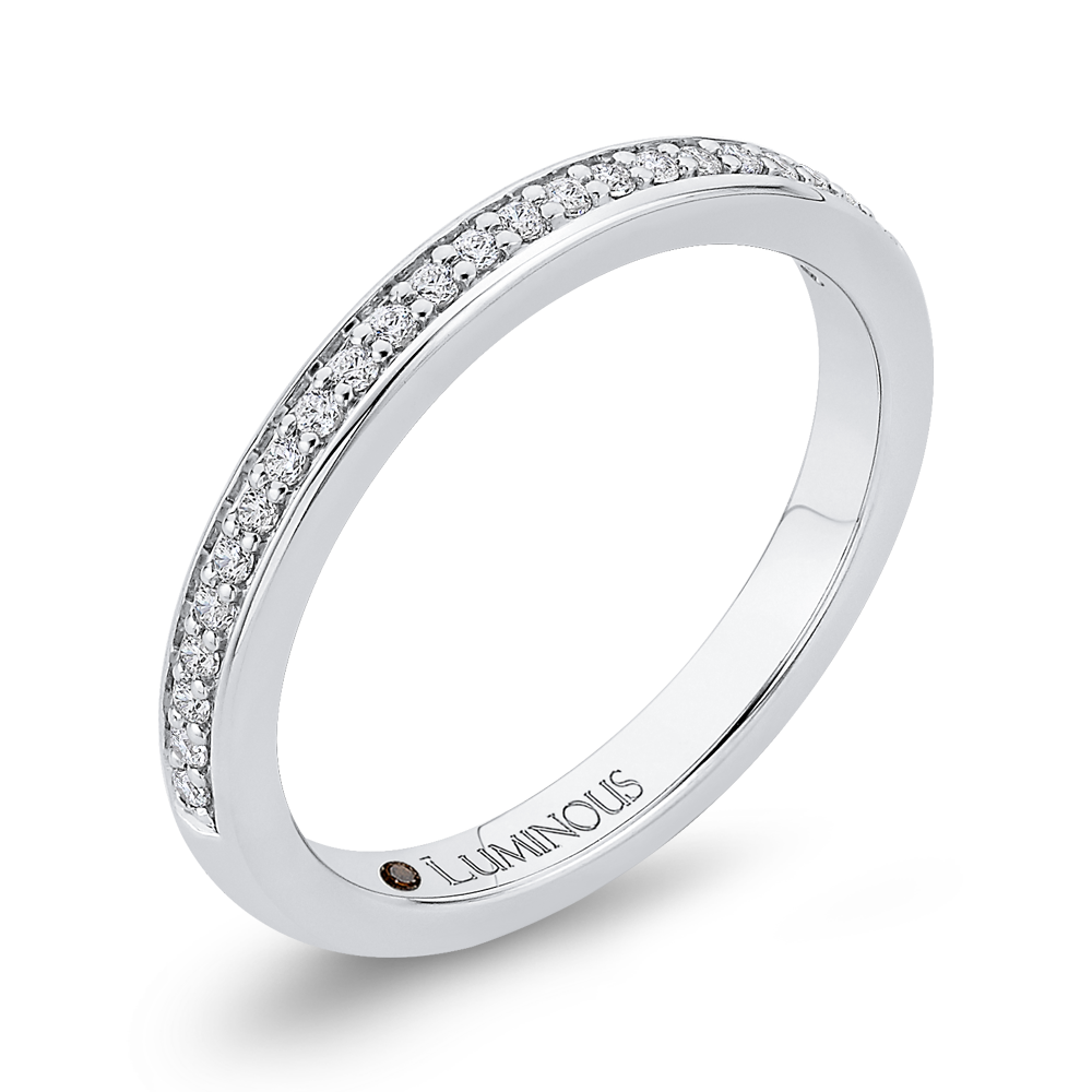 Round Diamond Half-Eternity Wedding Band in 14K White Gold