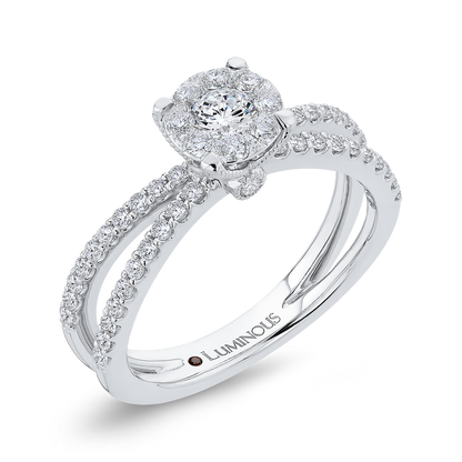 Round Diamond Crossover Criss-Cross Engagement Ring in 14K White Gold