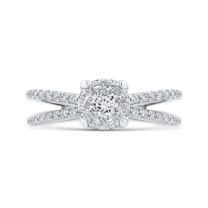 Round Diamond Crossover Criss-Cross Engagement Ring in 14K White Gold