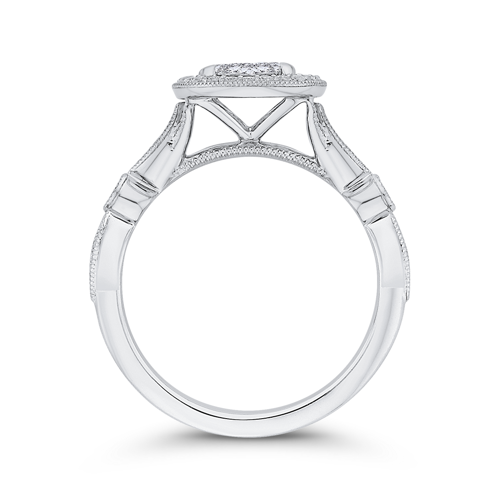 Round Diamond Halo Engagement Ring in 14K White Gold